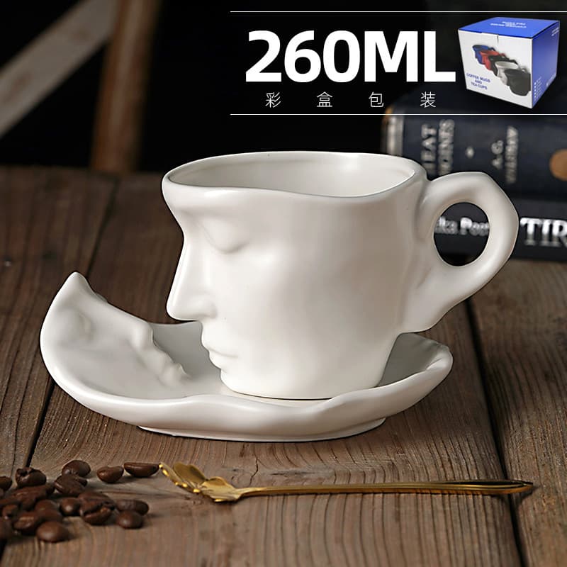 European retro creative design couple mugs, coffee cups and saucers, Christmas and New Year.