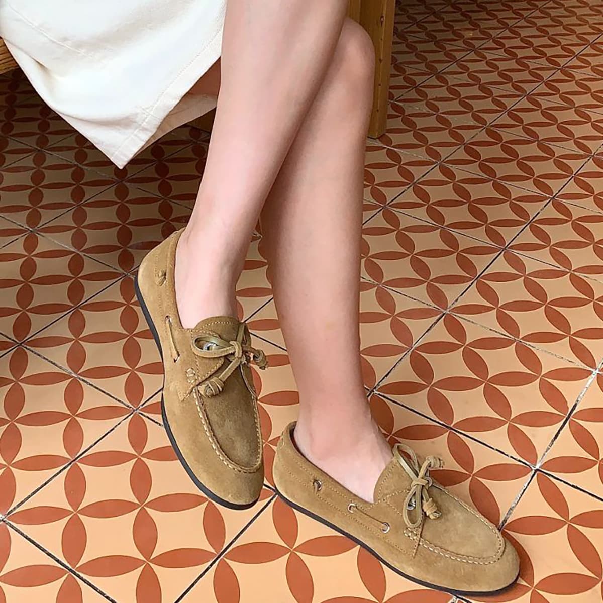 Cowhide Vintage Old Money Lace Up Loafers Flat Leather Shoes Slip On Driving Shoes Casual Slip On Women's Shoes