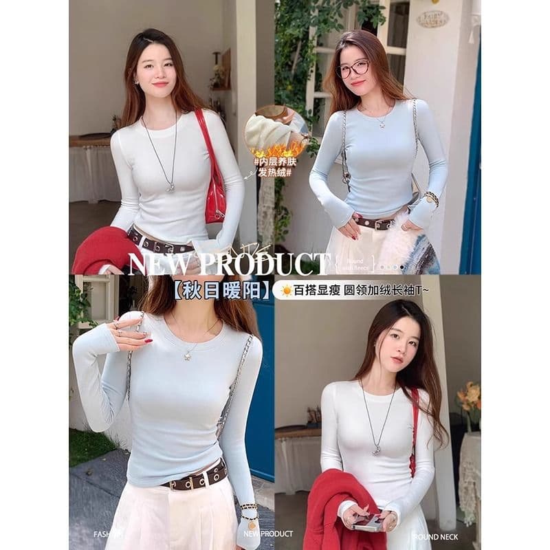 Spring and Autumn New Korean Style Inner Long Sleeve T-Shirt Women's Design Gender Velvet Solid Color Base Shirt Slim-fit Slimming Top