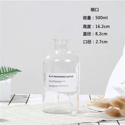 Ins Floral Glass Vase Bottle Flower Vessel Reagent Bottle Tea Brown Nordic Retro Industrial Style Flower Vase Planter