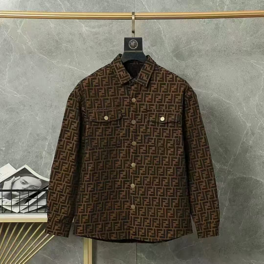 Premium Jacquard Denim Long Sleeve Shirt Jacket European Style