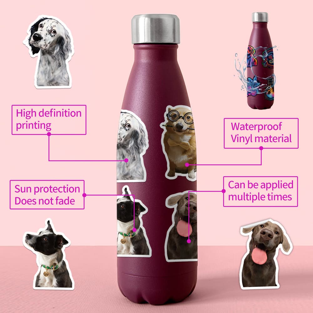 50 Cute Puppy Series Graffiti Stickers for Water Bottles, Luggage, Skateboards, Waterproof Stationery Stickers (Wholesale)