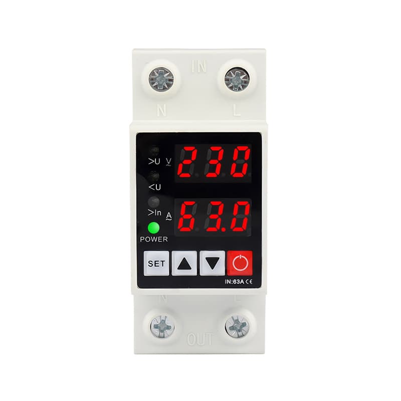 Over-Under Voltage Dual Display Protector Auto Reclosing 40A 63A Voltage Under-Voltage Over-Voltage Overload Current Limiting Protection