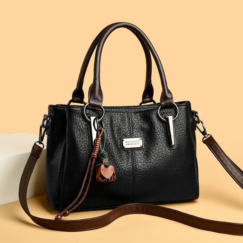 Textured Handbag Women Large Capacity Commuter Shoulder Bag Versatile Crossbody Bag Middle-aged Mother Bag Simple Women's Bag
