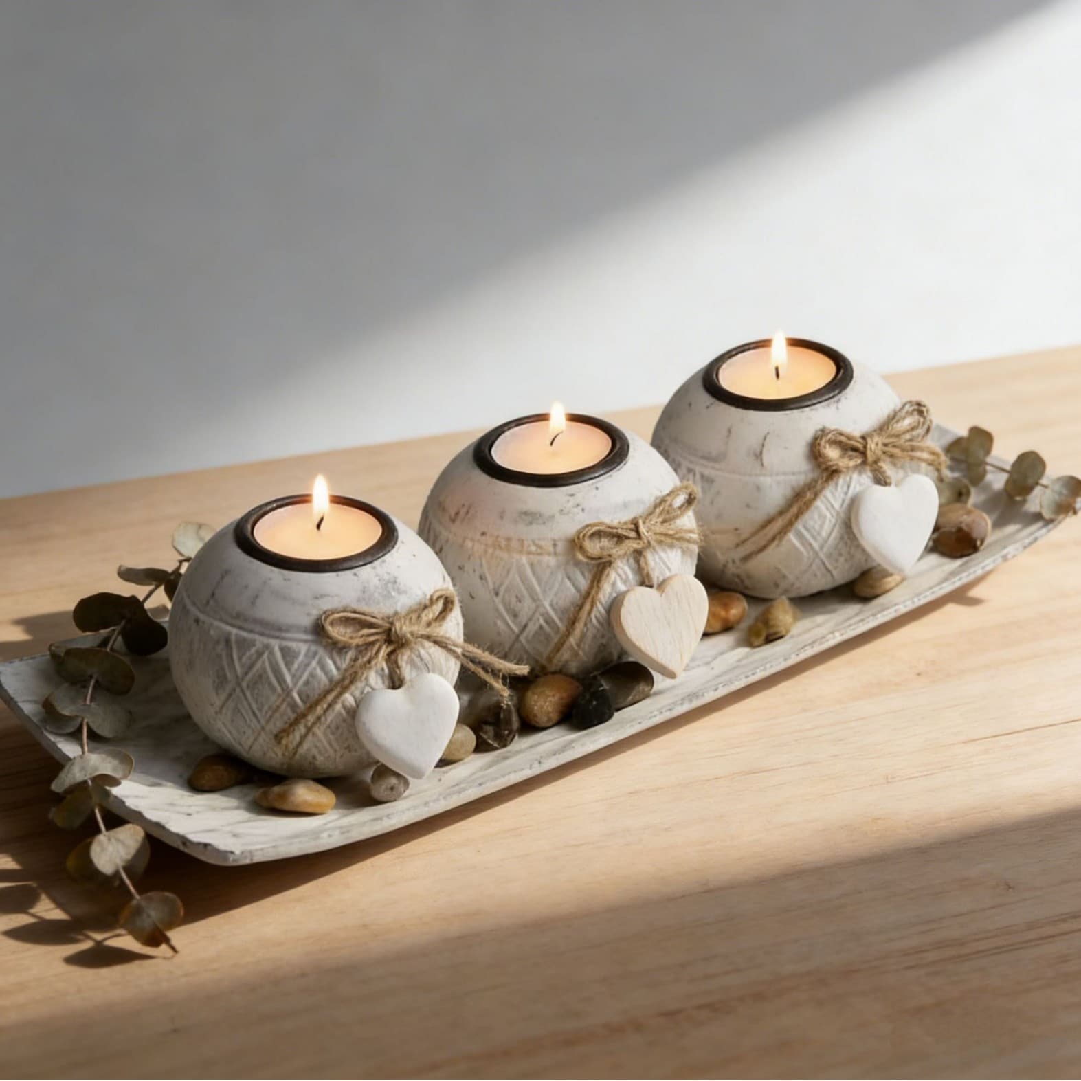 Healing Heart Rope Candle Holder Vintage Distressed Wood Home Decor Wedding Favor
