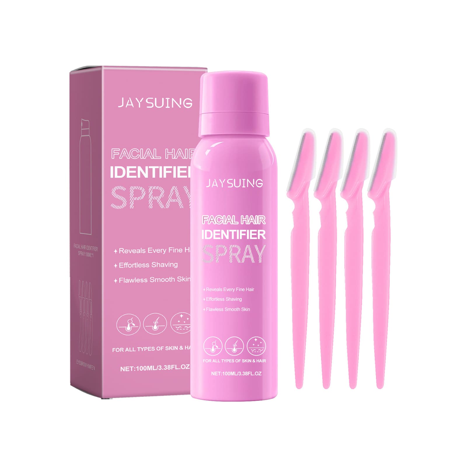 Jaysuing Facial Hair Recognition Spray: Facial Cleansing, Softening Hair, Gentle Daily Care Hair Removal Spray