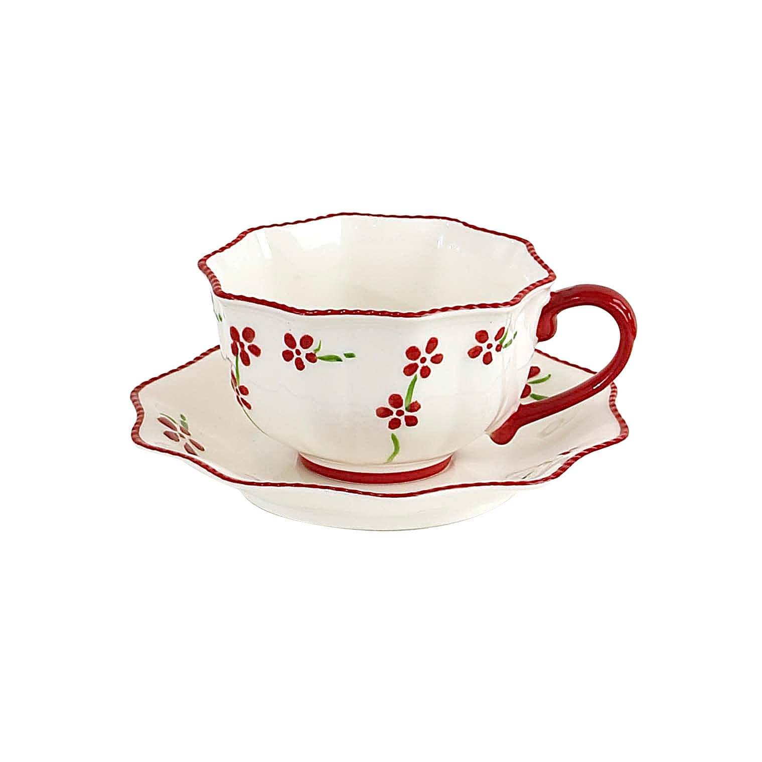Callanti Hand-Painted Ceramic Coffee Cup and Saucer Set for Moving into a New Home, Wedding Gift for the Bride, High-End and Practical