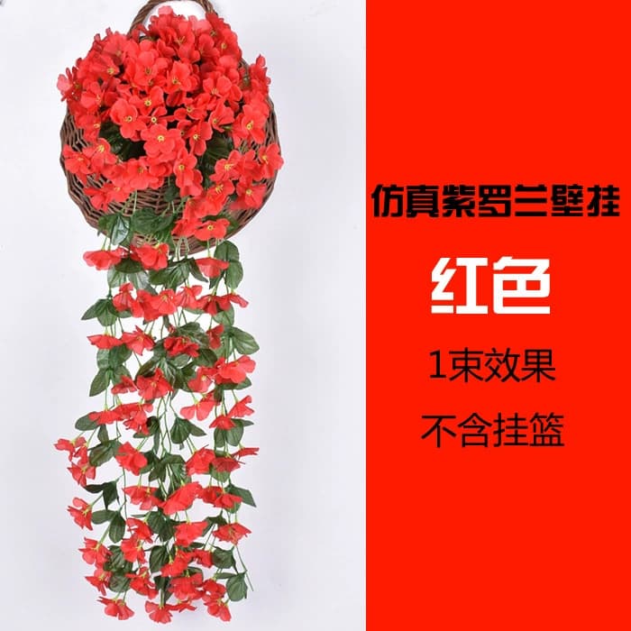 Artificial Violet Hanging Vine Wall-Mounted Flower Basket for Living Room Balcony Home Decoration