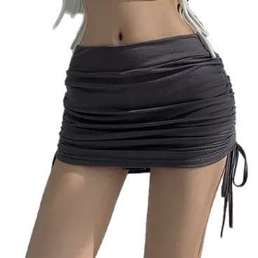 High-Waisted Drawstring Tight-Fitting Black Hip-Hugging Skirt for Women, Designer Style for Petite Figures, Sweet and Spicy Short Skirt, Cross-Border Supply