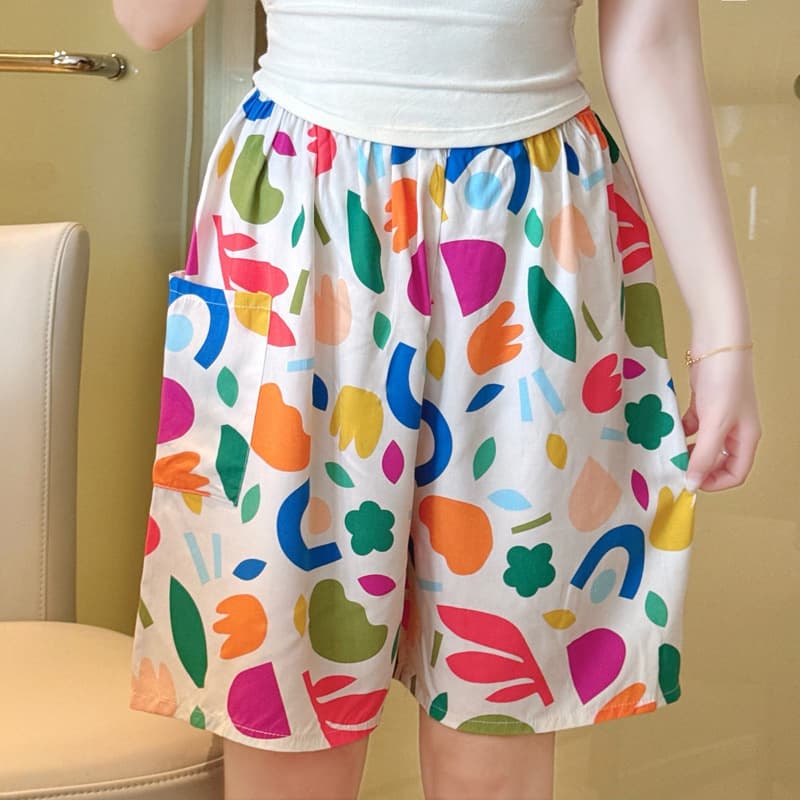 New Women's Summer Pajama Shorts Cotton Shorts Rayon Beach Shorts Quick-Dry Printed Loose Plus Size Home Casual Pants