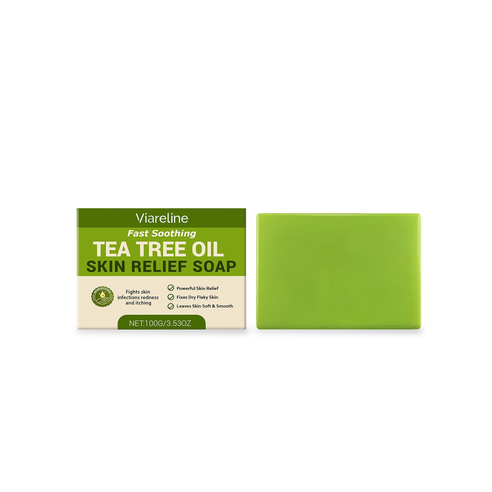 Viareline Tea Tree Oil Skin Soap Gentle Cleansing Refreshing Bath Moisturizing Skin Care