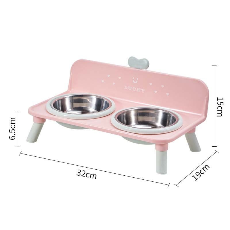 Stainless Steel Elevated Neck Protection Bowl, Anti-Slip, Anti-Tip, Double Bowl for Cats and Dogs