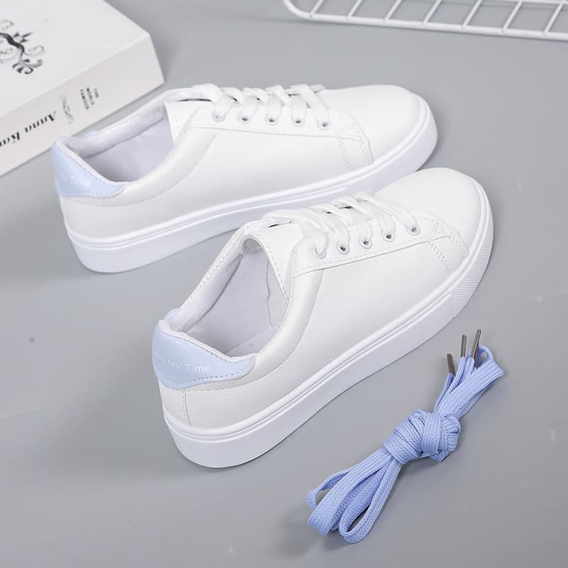 Women's White Casual Sneakers - Fashionable Breathable Flat Shoes for Spring Summer