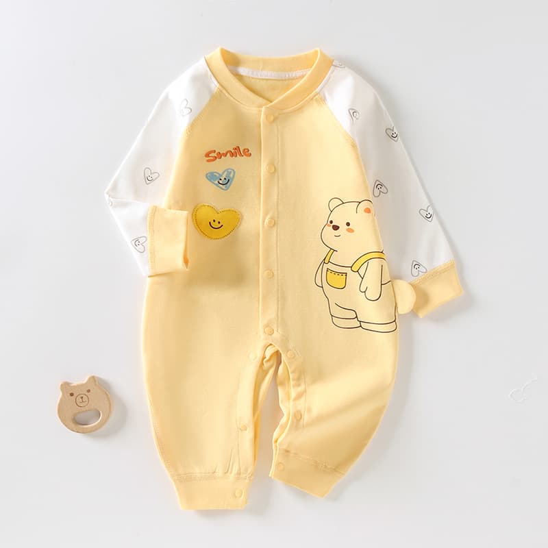 Baby Jumpsuit Cartoon Seamless Romper 0-2 Years Old Boys and Girls Long-Sleeved One-Piece Clothing Class a All-Season Style Casual