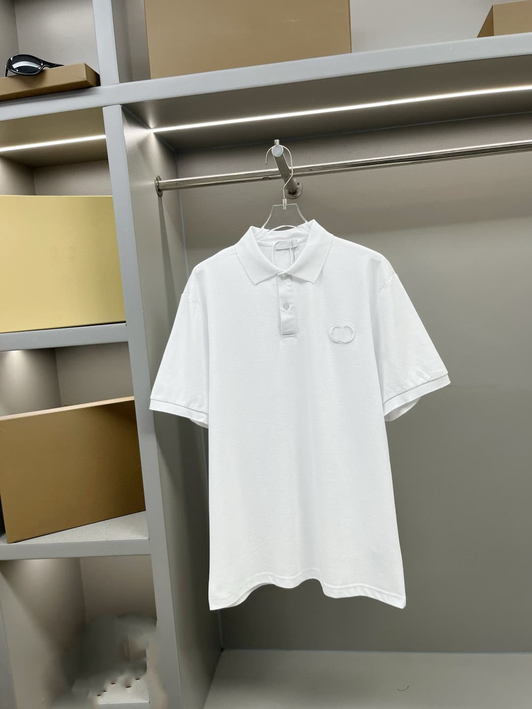 GU Brand Chest CD Letter Embroidery Polo Shirt Casual Business Short Sleeve Loose Solid Color Wholesale Pure Cotton