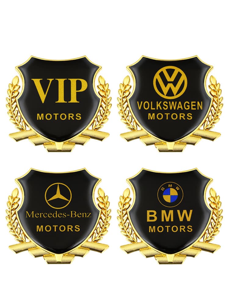 VIP wheat ear 3D stereoscopic metal car emblem side emblem sticker modified triangular window car rear emblem body decoration sticker