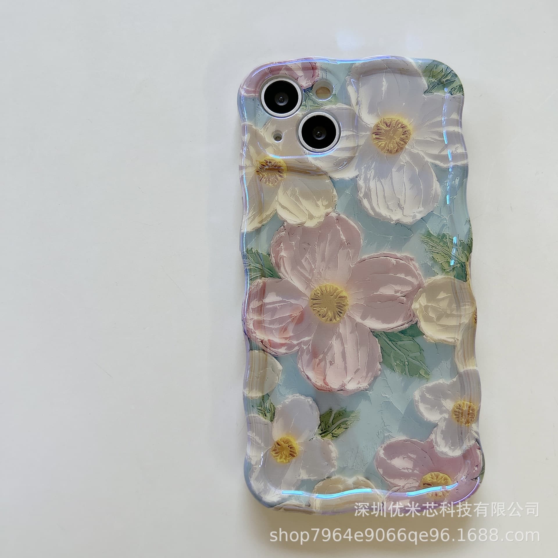 Art Oil Painting Flowers for 15 Pro Max Phone Case Apple 14 Women 12 Pro Silicone 11 Blue Light Anti-Fingerprint