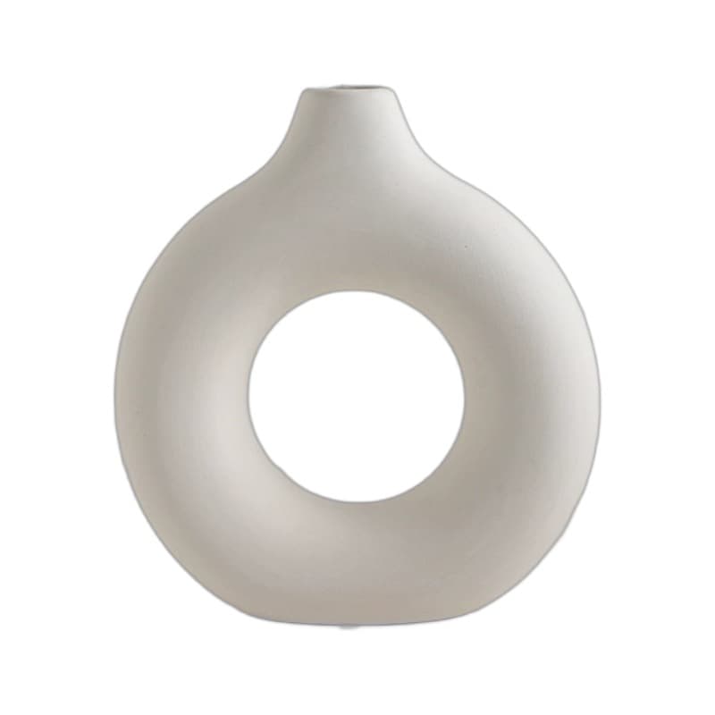 Nordic Creative Donut-Shaped Plastic Vase Home Living Room Decoration Table Centerpiece Circle Flower Vase