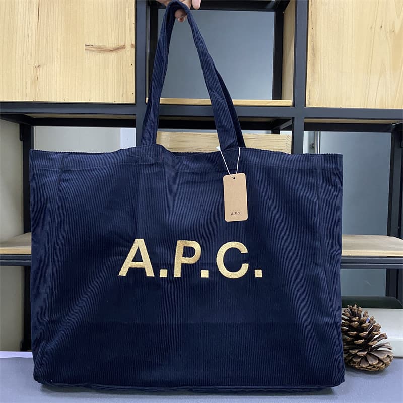 New AP Embroidered Letter Tote Bag, Large Capacity, Stylish Casual Corduroy Bag, Shoulder Bag, Shopping Bag