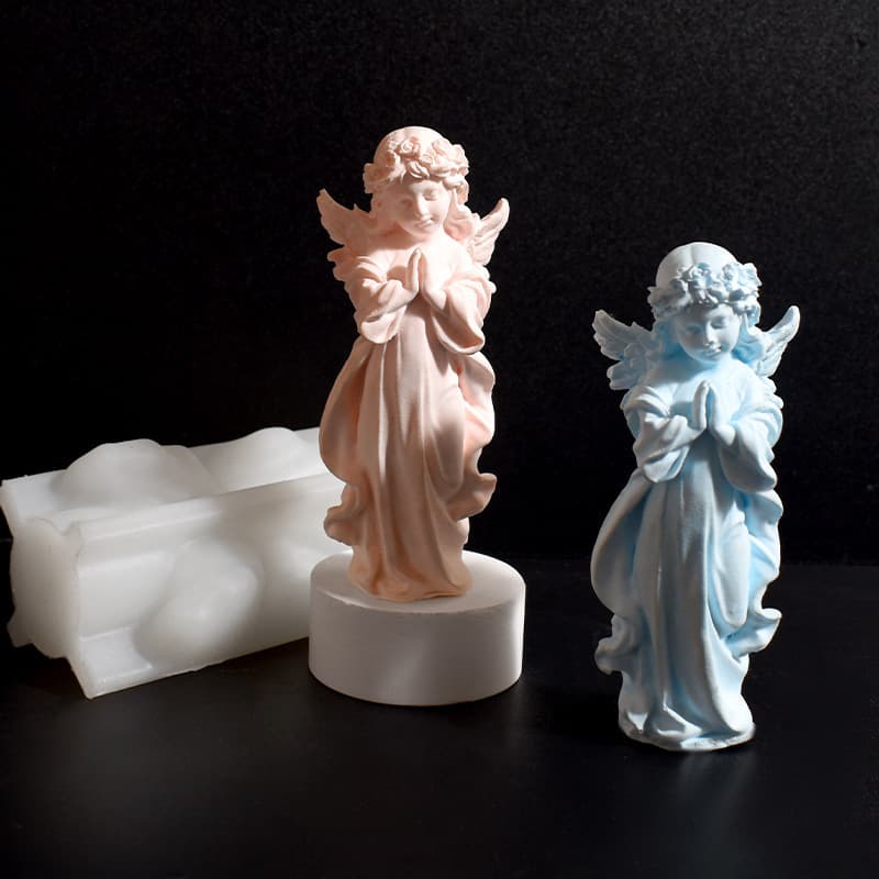 New and Good 3D Angel Candle Mold with Wings, Praying Angel Holding Heart and Star, Plaster Silicone