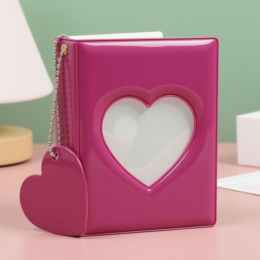 Qimei Heart-Shaped Macaron Polaroid 3-Inch 40-Photo Album for Fan Cards, Card Games, and Card Storage Album