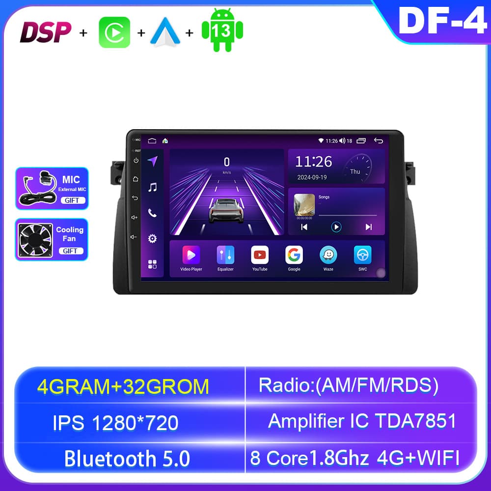 Universal Fit for 98-06 BMW E46 Multi-Change Frame Car Center Console Bluetooth Android Navigation All-in-One