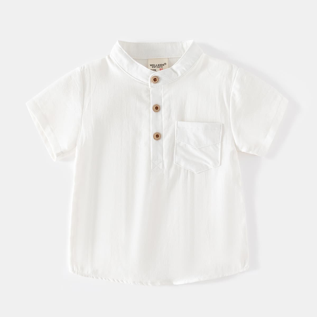 2026 Summer Outdoor New Boys Stand Collar Short Sleeve Casual Style Skin-Friendly Comfortable Moisture-Wicking Cotton Shirt