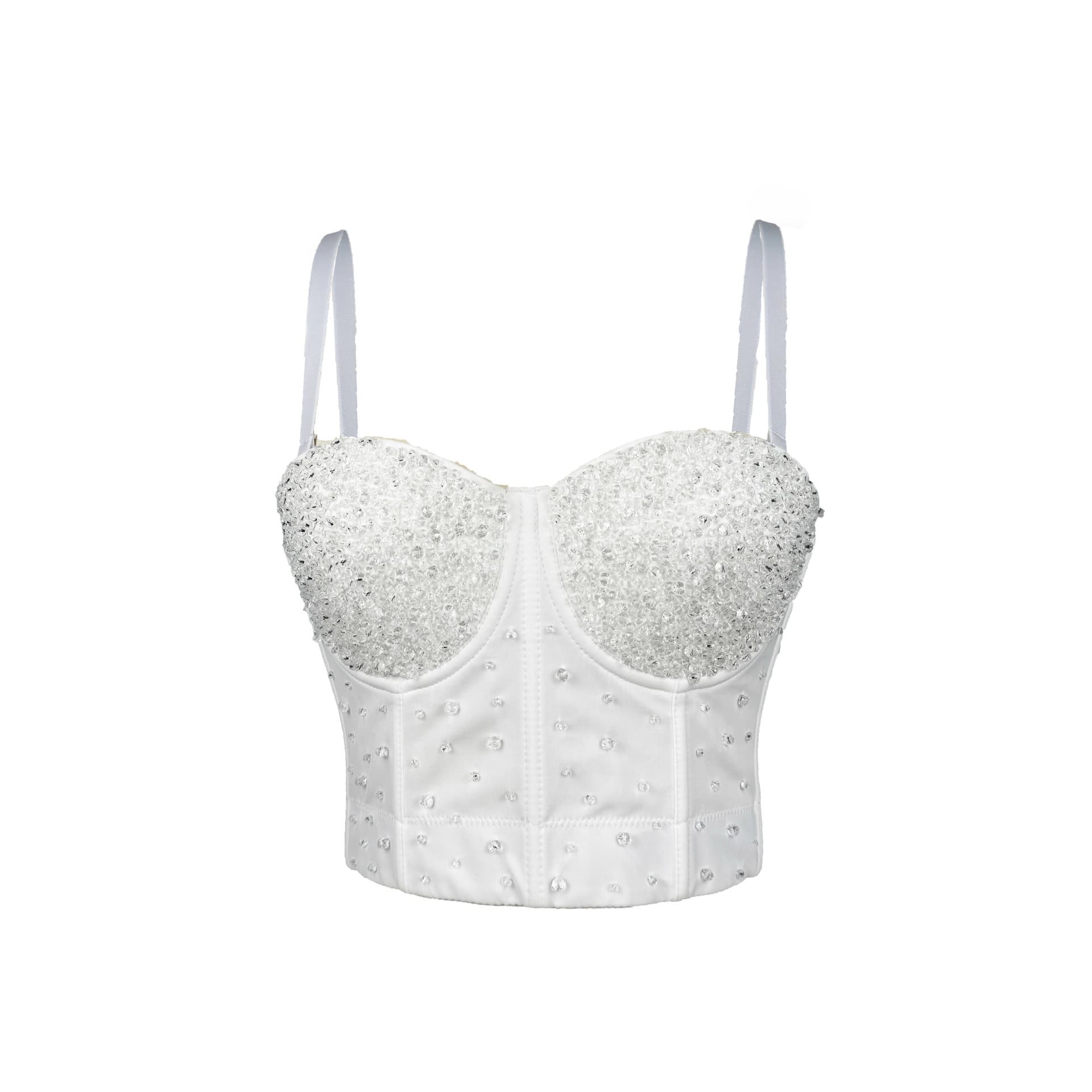 2024 Cross-border Shiny Bead Handmade Corset Bra European American Outer Wear Strappy Top