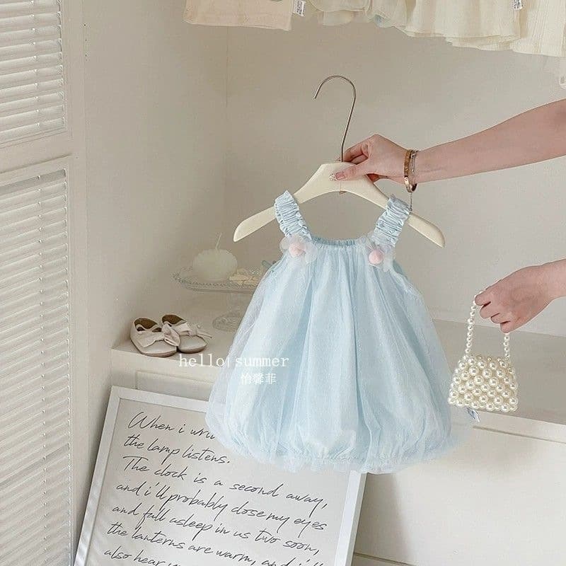 New Princess Style Mesh Dress for Girls, Thin Suspender Dress