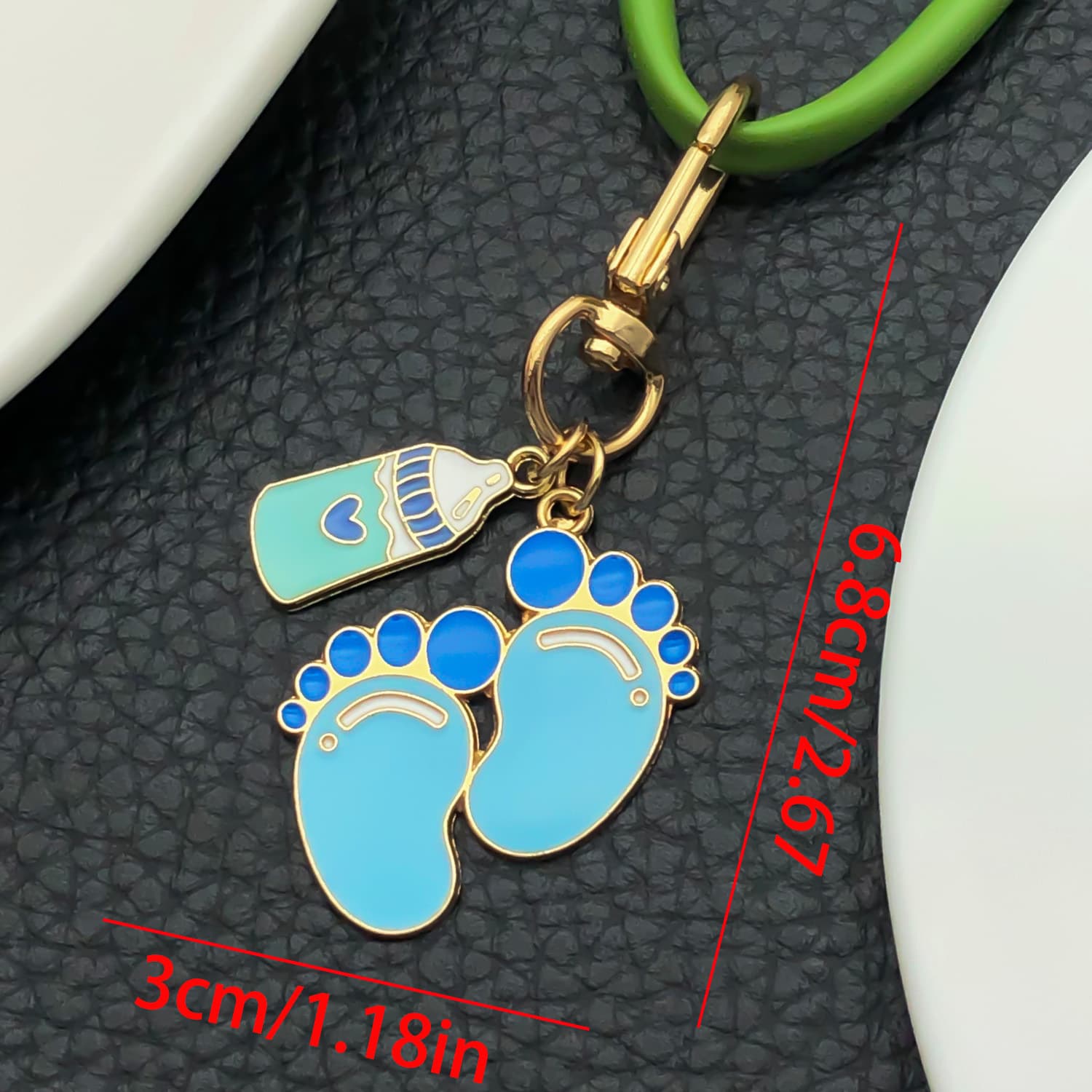Oil Drop Simulation Cute Baby Pink Bottle Clothes Heart Footprint Pendant Keychain Backpack Decoration Charm