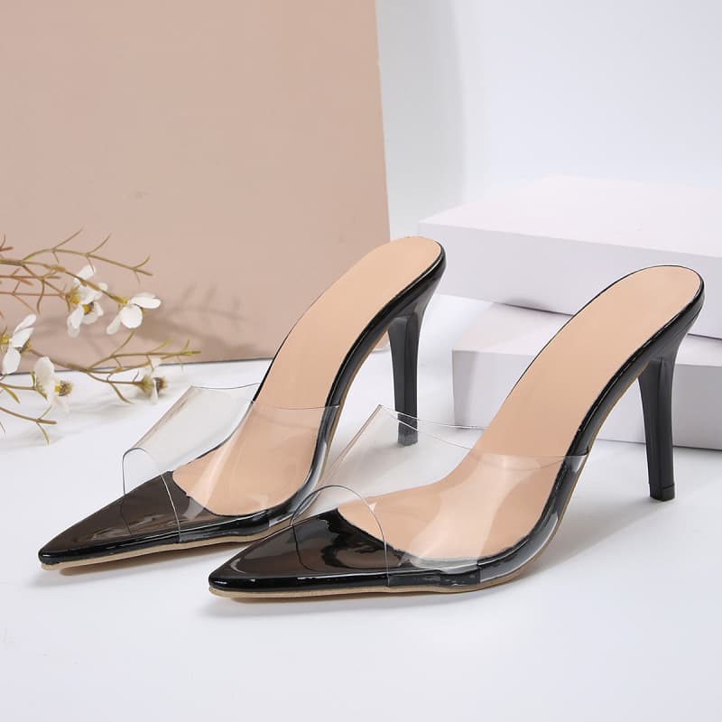 2024 Summer Plus Size New Women's Slippers, European and American Style, Transparent Strappy Sandals, High Heels, Thick Sole