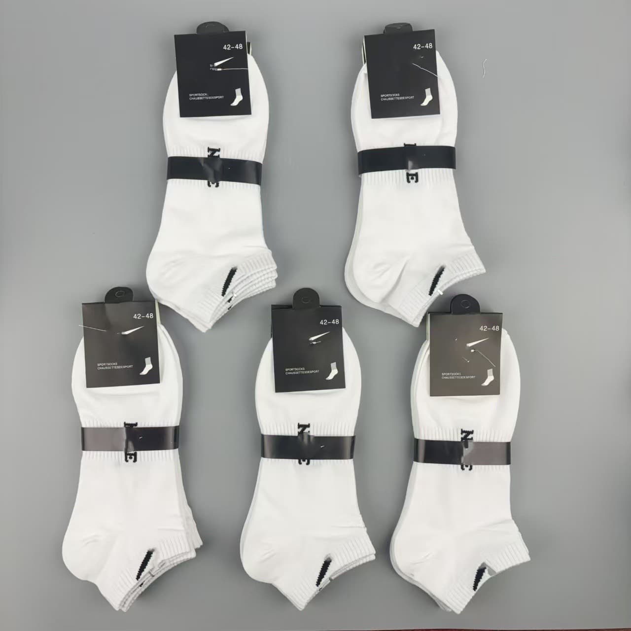 Suwanai Kester All Seasons Mid-Calf Black and White Sports Socks Hook Socks Men's and Women's Boat Socks Short Flat Socks