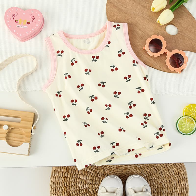 Children's Pure Cotton Lycra Vest Summer Thin Cartoon Print Kids Boys Girls Toddler Sleeveless Undershirt