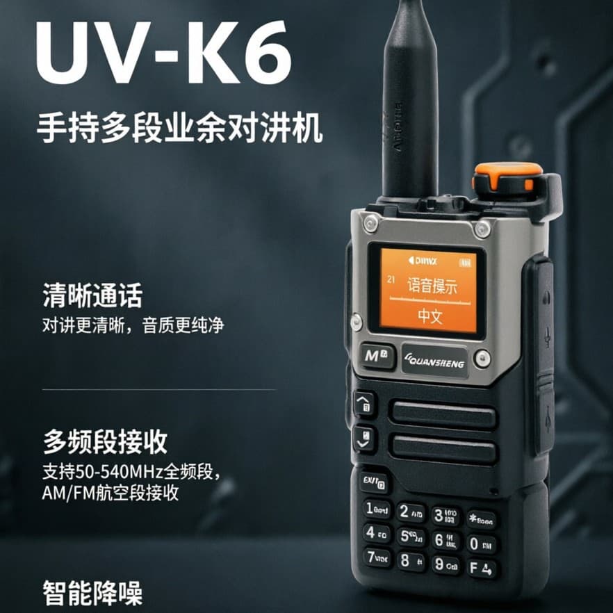 Quansheng UV-K6 high-power walkie-talkie for mountainous, outdoor, marine, and aviation applications, UV-K5 (8) handheld radio