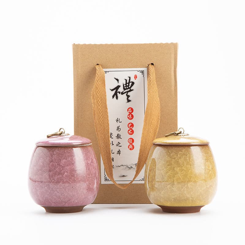 Portable Ice Crack Glaze Ceramic Purple Sand Small Tea Canister Tea Storage Jar Sealed