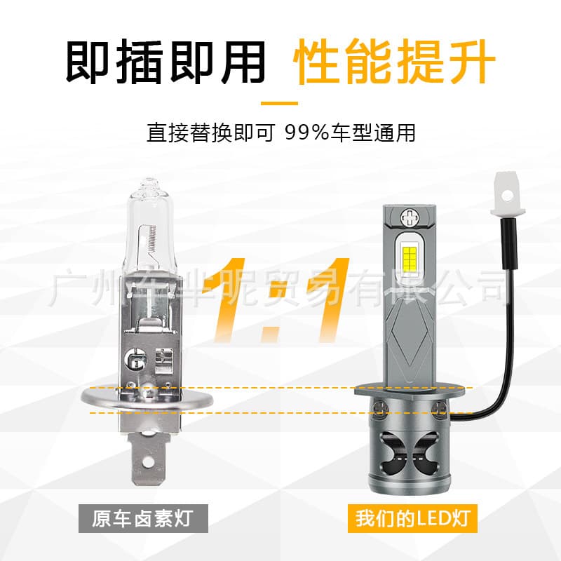New Plug-in Car LED Headlight 6000K Ultra Bright H1 High/Low Beam Integrated Front Headlight