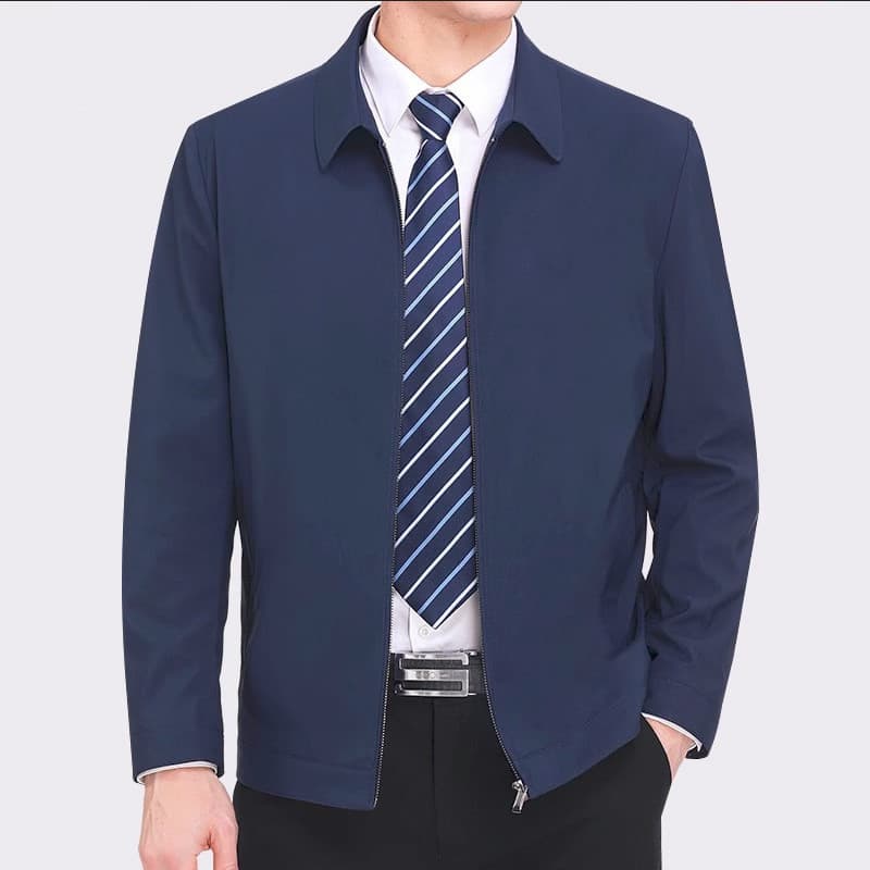 Dad's Coat Spring and Autumn Thin Business Casual Wrinkle-resistant Middle-aged and Elderly Jacket Top Men's Casual Zipper Shirt