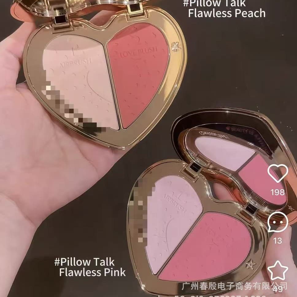 Cross-Border Export C Family Two-Color Heart Blush Palette 25Th Version New Hot-Selling Model Bean Paste Red Rose Pink, 2 Colors