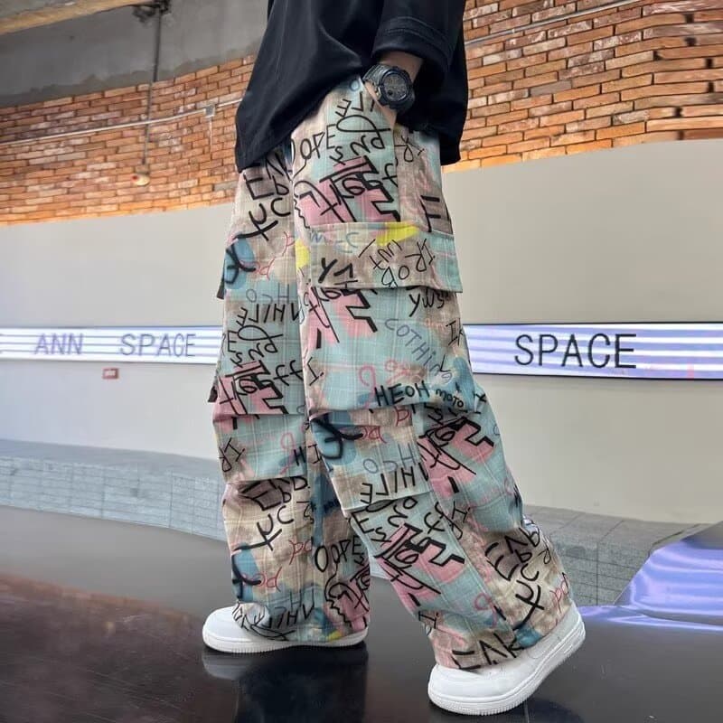 Boys' overalls 2024 new pants fried street spring and autumn autumn big children's clothing autumn wide leg pants boy tide