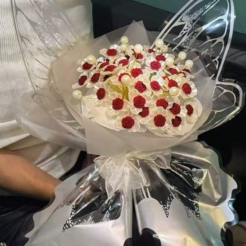 Butterfly Rose Handmade DIY Bouquet Craft Kit, 520 Valentine's Day & Qixi Gift for Girlfriend or Best Friend