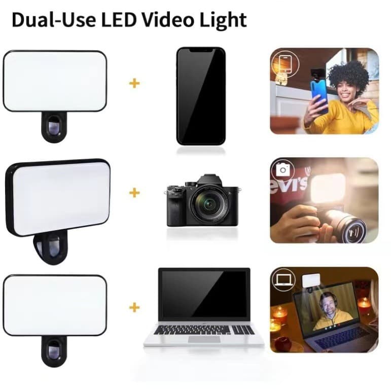 Explosions cross-border mobile phone computer tablet video conference light live selfie camera clip double color temperature light