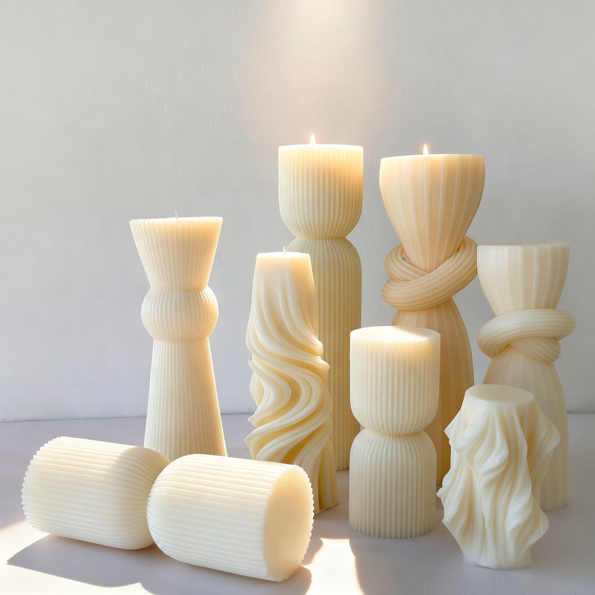 Jingmeihui Striped Cylinder Candle Silicone Mold DIY Roman Column Scented Candle Handmade Soap Decoration Mold