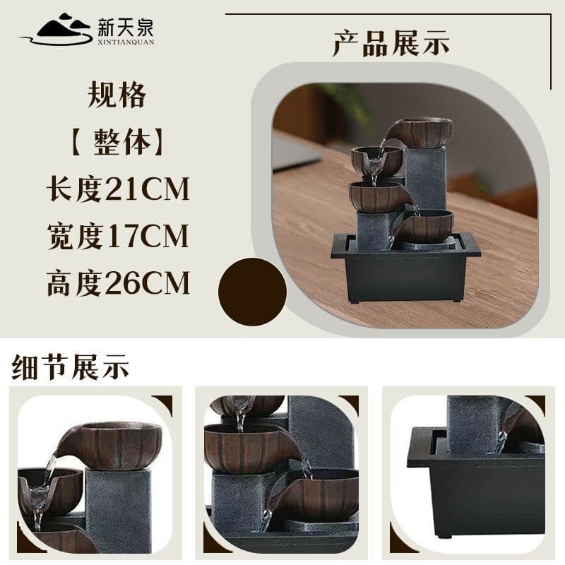 European-style high-end decorative small ornament with indoor humidifying circulating water flow, desktop decoration for store wealth attraction