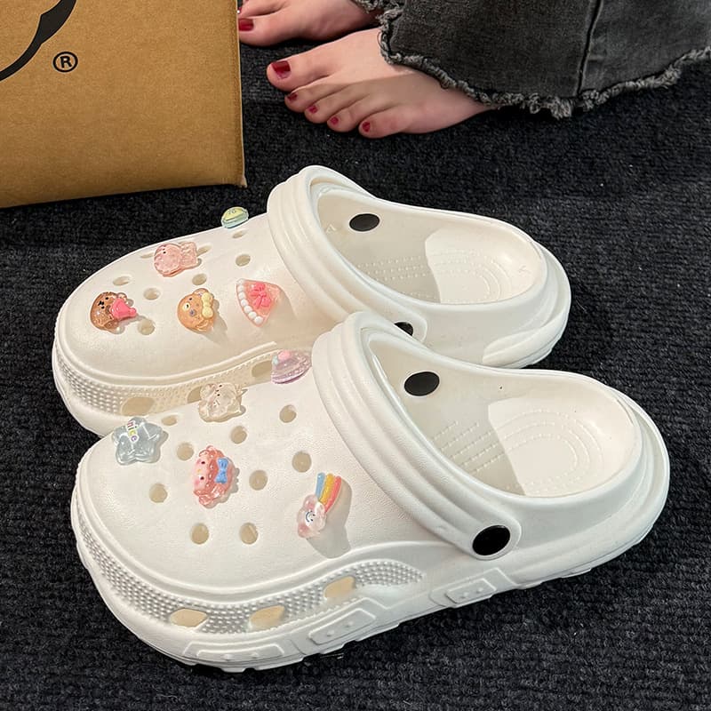 Women's Summer Clog Shoes, Thick Sole, Non-Slip, Beach Seaside, Cute DIY Closed-Toe, Non-Odor Sandals