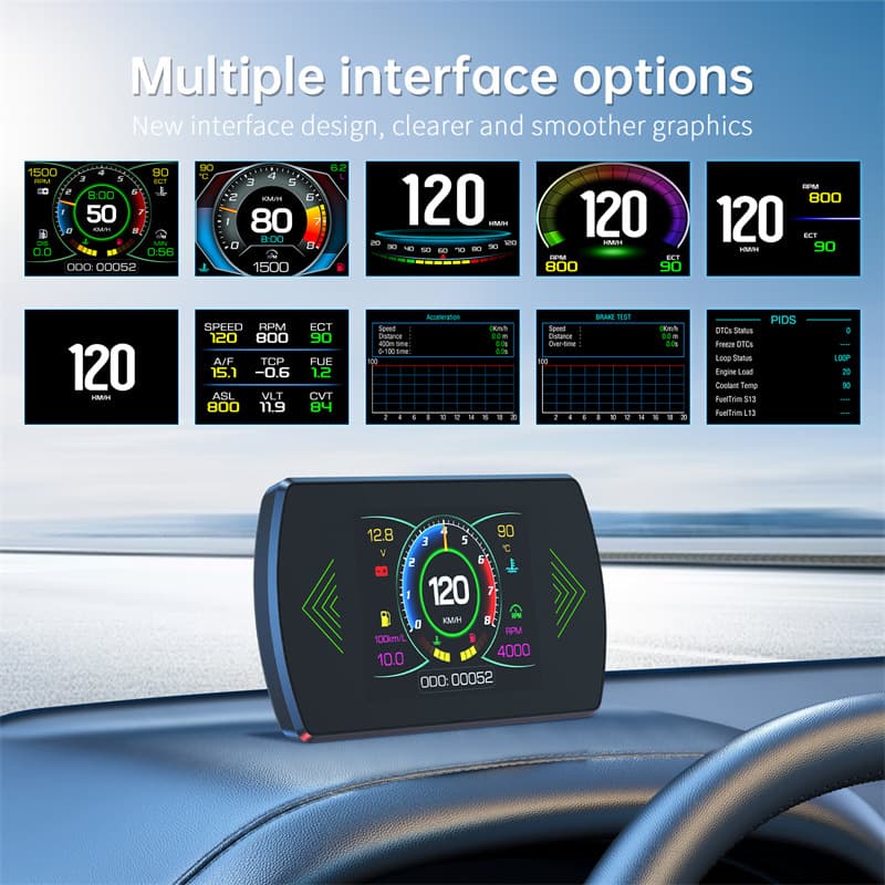 In-stock car head-up display (HUD), OBD2, multi-functional car data LCD screen, high-definition in-vehicle display.