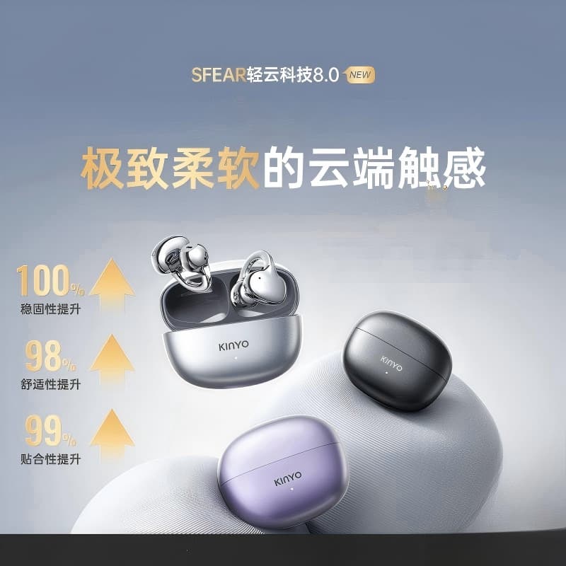 Jinyun A8 Bluetooth Headset AI Translation Long Wear Comfort Ultra-Long Battery Life Factory Wireless Open-Ear Clip-On Headphones