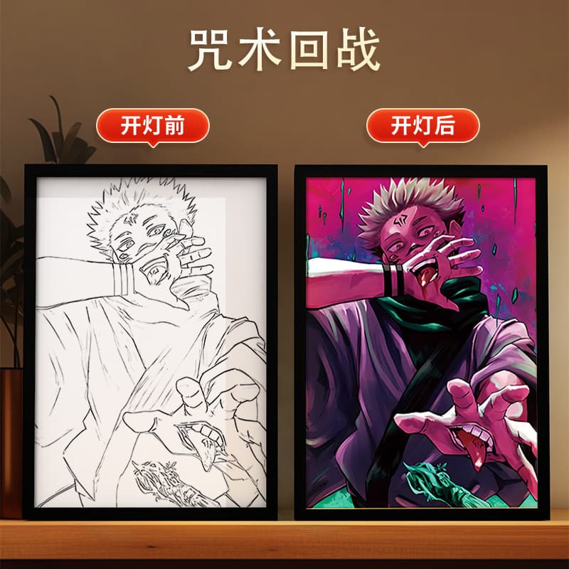 Cross-Border Spell Return Black Light Painting Bedroom Atmosphere Luminous Decorative Painting DIY Anime Sketch Creative Table Setting