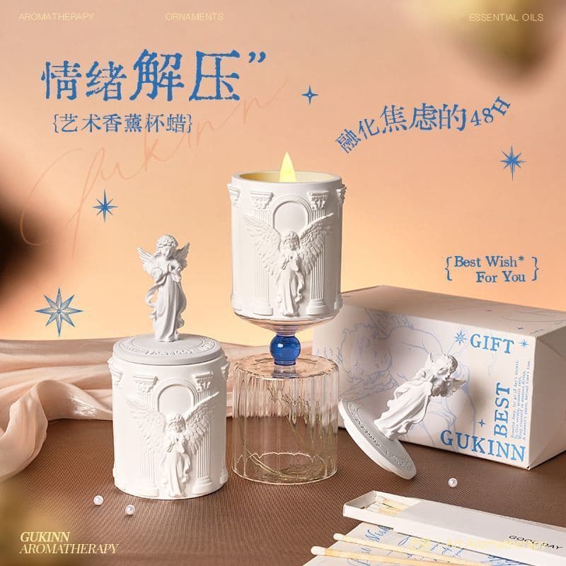 Angel Aromatherapy Statue Candle Soy Wax Birthday Gift Indoor Plaster Fragrance Gift Box Cross-Border Exclusive Flame