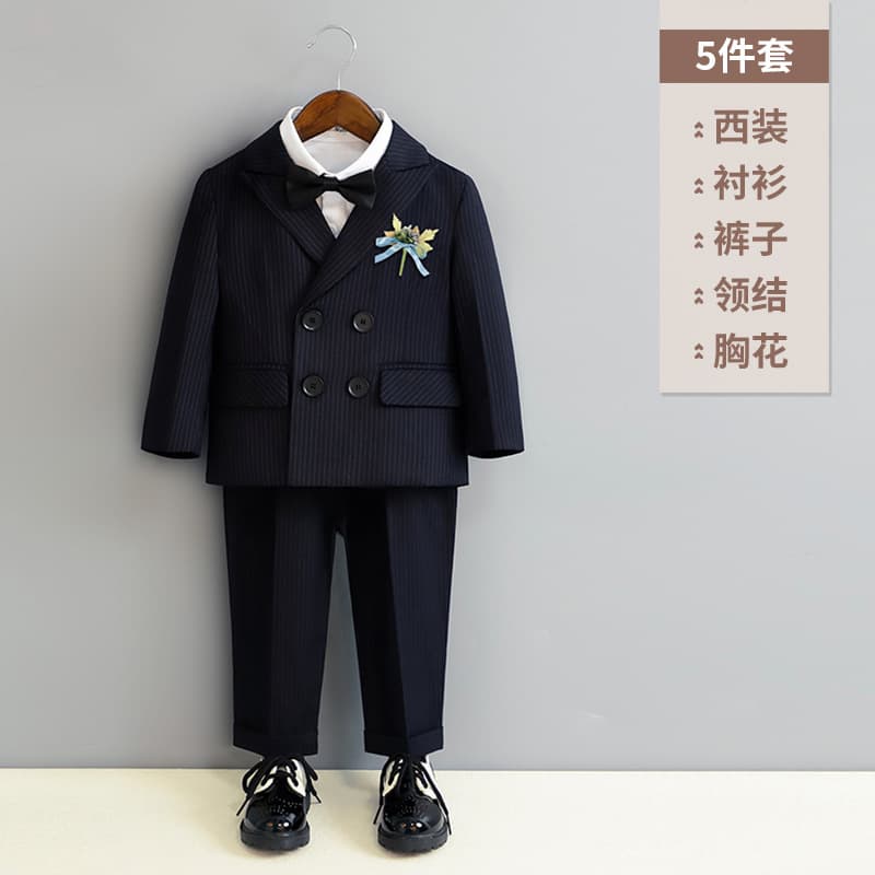 First birthday formal wear, children's suit set, boys' host piano performance outfit, autumn and winter British style flower girl suit