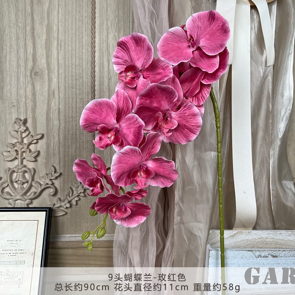 9-Head Artificial Phalaenopsis Orchid Home Decoration Silk Flower Butterfly Orchid Table Decor Wholesale and Retail
